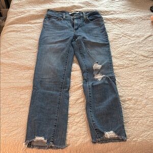 Distressed Blue Jeans